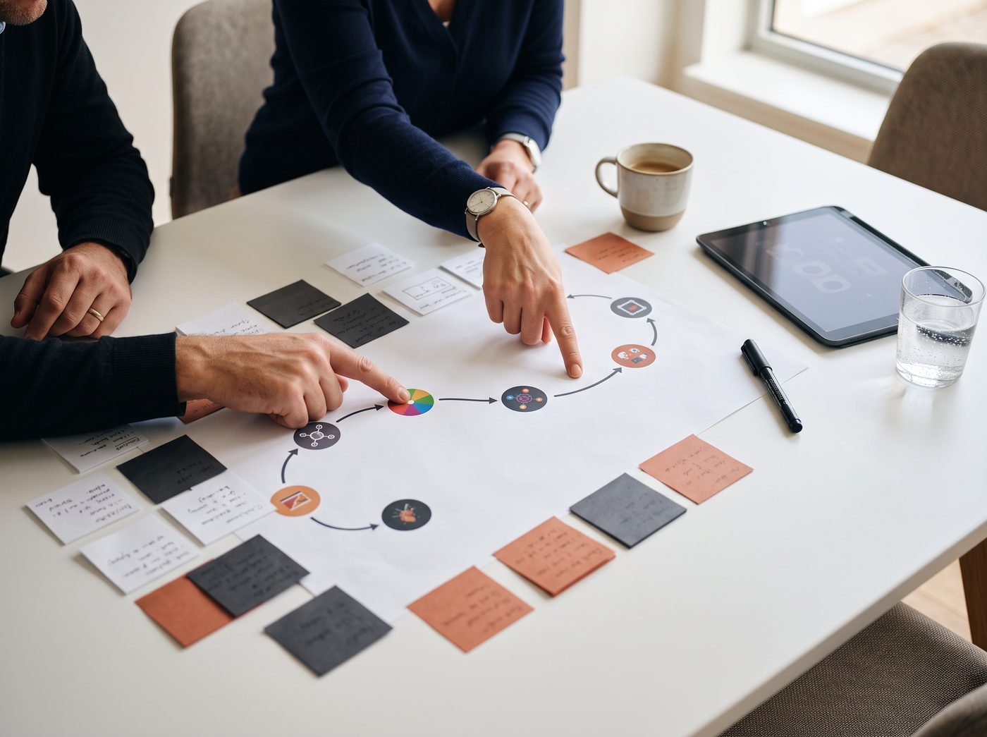Taller de estrategia con customer journey impreso